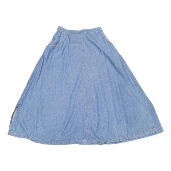 Vintage Koret City Blues Size 12 Maxi Skirt Blue Denim Pockets Elastic Waist - Picture 3 of 14